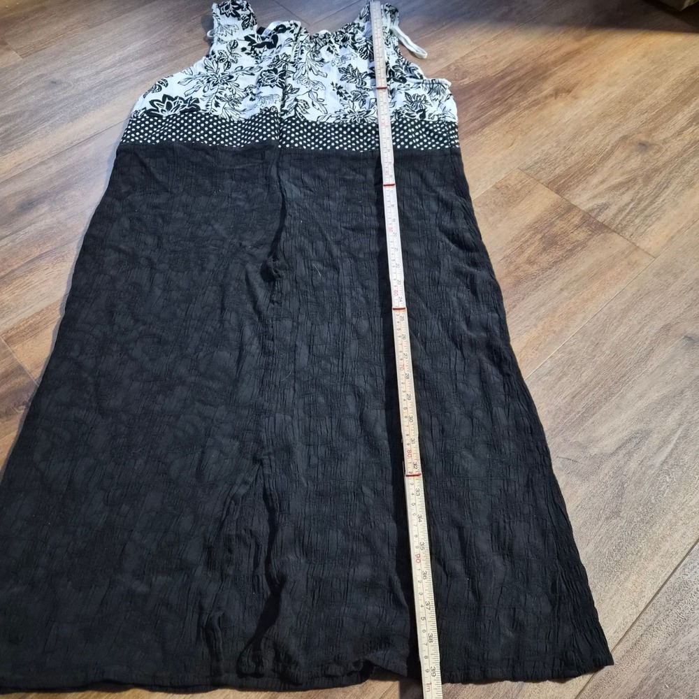 Studio 1940 Womens Mixed Print Crinkle Rayon Midi Dress Black White Floral 18/20 - Picture 8 of 10